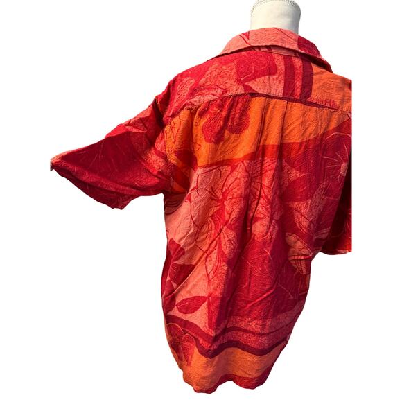 Jams World spice flower Hawaiian button up Shirt Rayon men red orange sz m - Picture 4 of 12